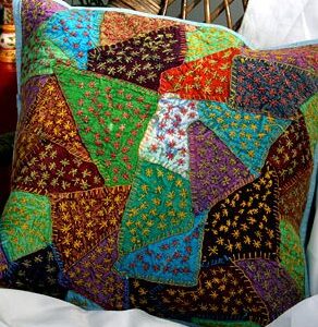 Multi Color Embrodery Patchwork Cushion Cover